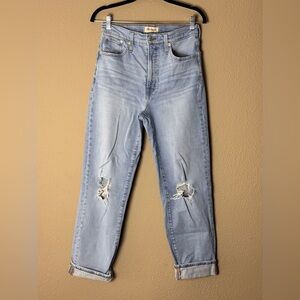 MADEWELL THE PERFECT VINTAGE STRAIGHT JEAN DISTRESSED BLUE 28